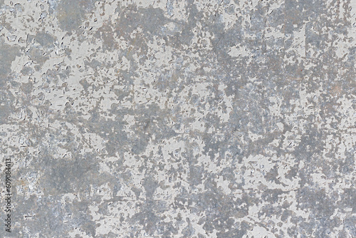 Hintergrund einer verzinkten Metallplatte mit abblätternder hellgrauer Lackierung © LinieLux