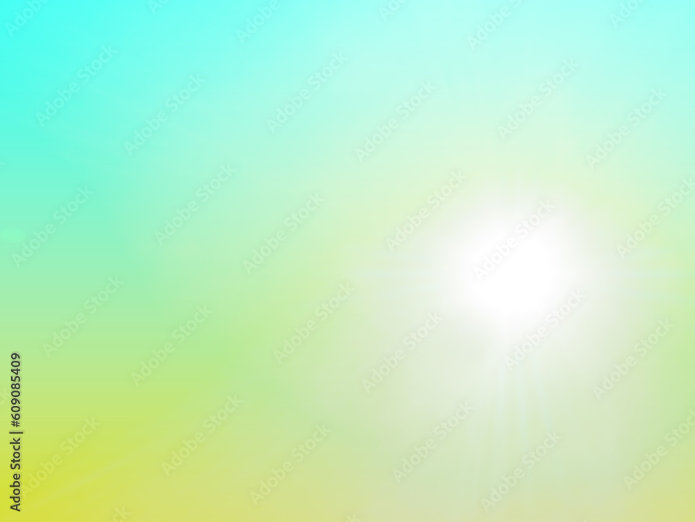 Obraz premium The background consists of transitioning shades from blue to light green, with streaks of the sun's radiance
