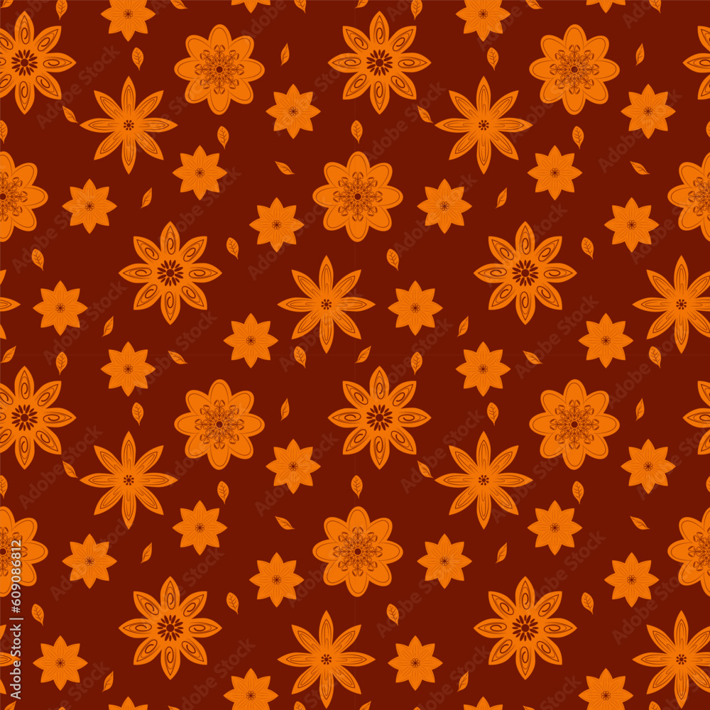 A set of seamless backgrounds with stylized flowers, doodle, vector graphics 1000x1000 pixels.