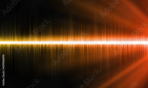 Sound waves oscillating with a fiery glow of light in a haze,