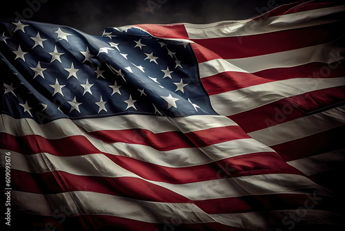 Happy Memorial Day with American flag. Generative Ai