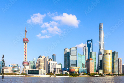 The Iconic Shanghai Skyline featuring modern buildings of the Lujiazui Cityscape, the commercial and business center of one of China’s tier one cities