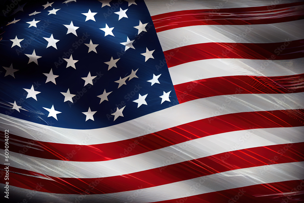 Obraz premium American flag background shot and lit in studio. Generative Ai