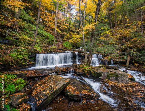 Autumn waterfall at Ricketts Glen State Park - Pennsylvania -  Delaware Falls  photo