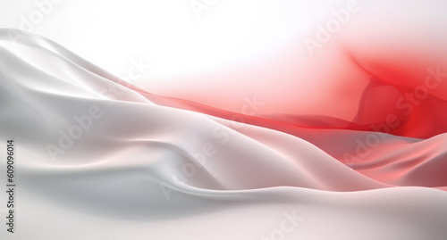 Abstract red and white wavy satin background. Generative AI 