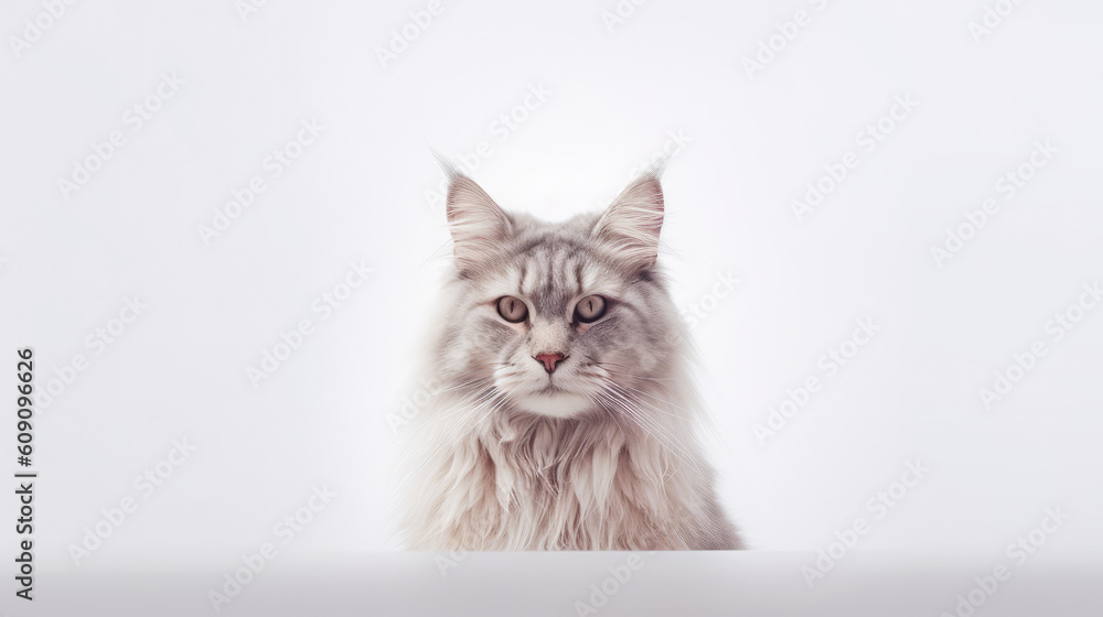 Portrait of a cat. Fluffy beautiful animal. Generative AI