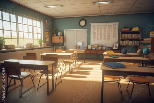 class room in the school with stuff professional photography ai generated