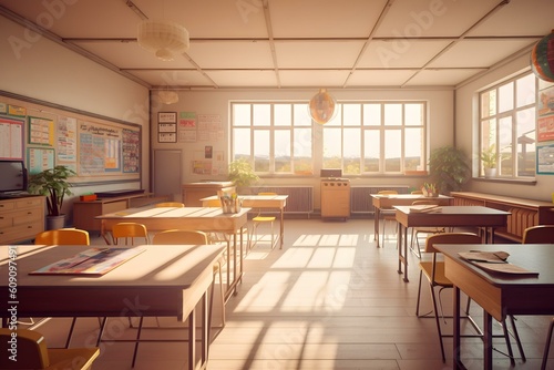 class room in the school with stuff professional photography ai generated