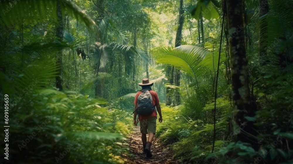 Traveler in the woods. Generative AI Traveler in the woods. Generative AI