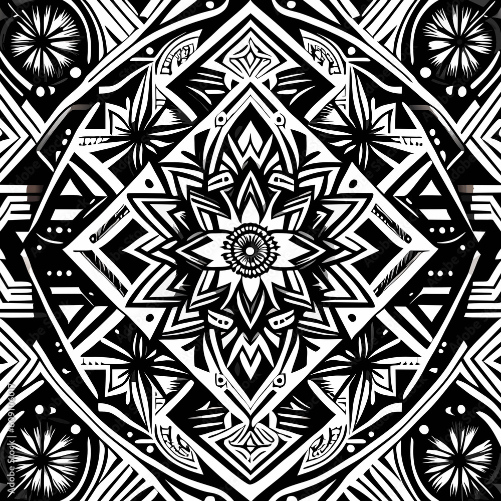 Tribal ethnic black and white seamless pattern. Vector illustration. Tribal ethnic black and white seamless pattern. Vector illustration.