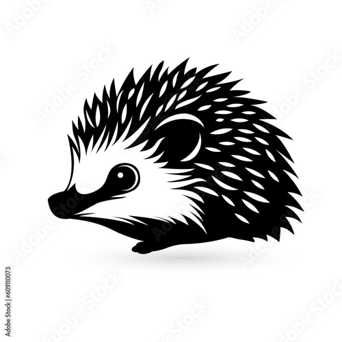 Silhouetted hedgehog logo on a white background, featuring a black hedgehog in the style of characterized animals.