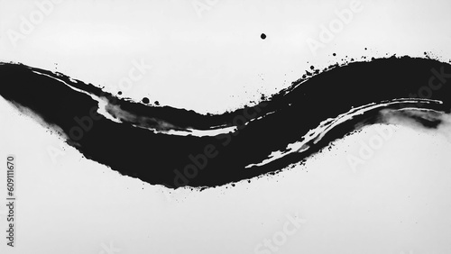 Grunge ink paint, black ink blot, abstract black water color on white background 