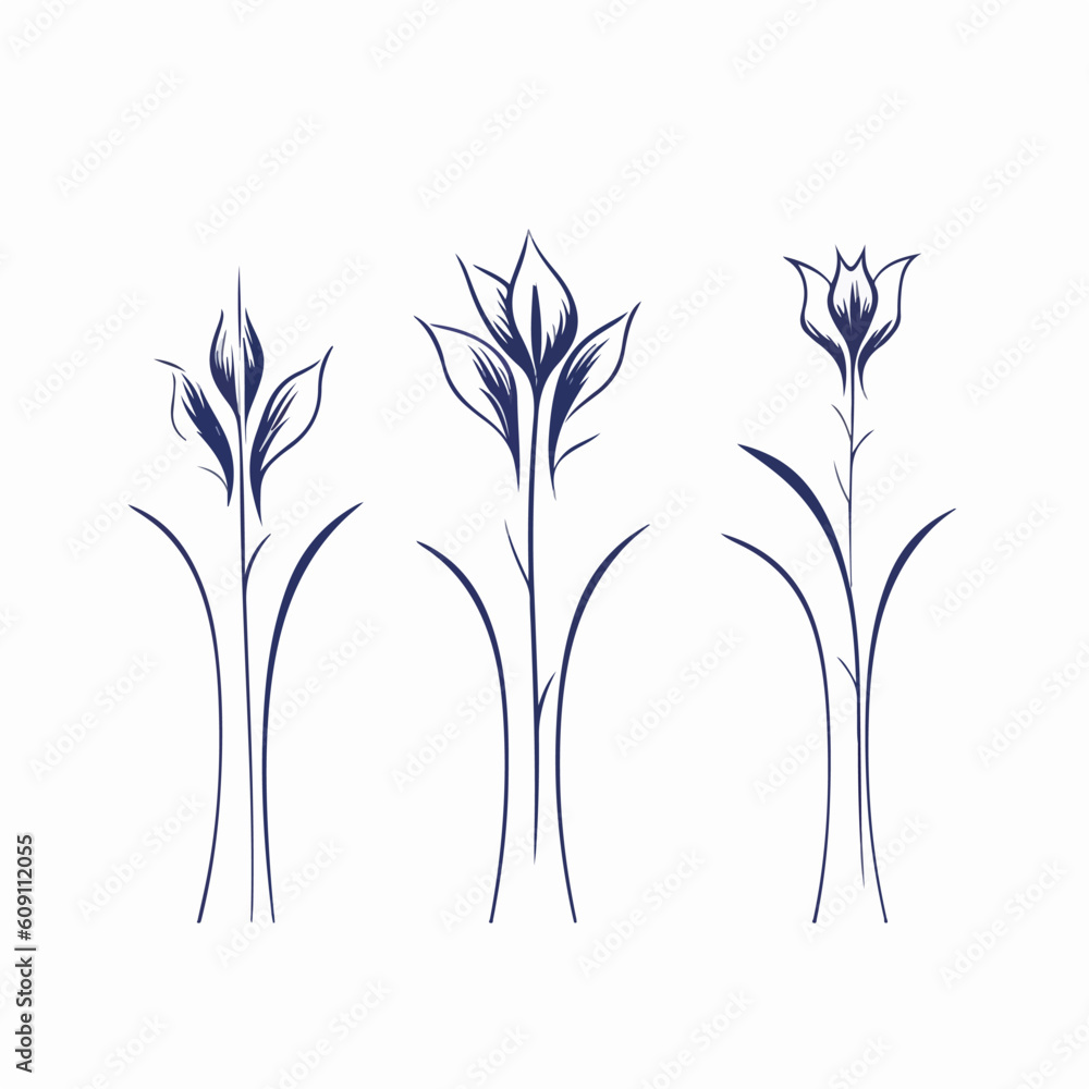 Obraz premium Botanical elegance captured in vector bluebell illustrations with intricate details.