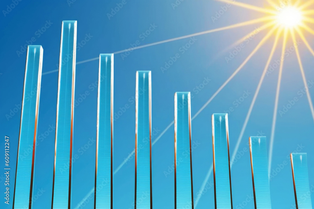Fototapeta premium ai generated Illustration blue sky chart,Abstract graphs and statistics in a modern city sky.