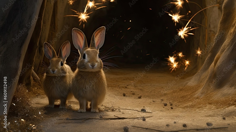 Rabbits harnessing the power of luck and fate their footprints leaving ...