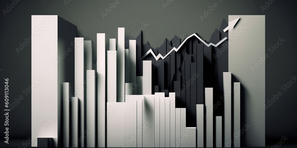 Obraz premium ai generated Illustration wall street stock exchange bar chart by papaer craft