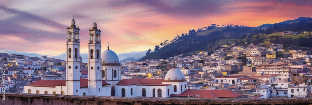 Quito panoramic view, Ecuador - Generative AI