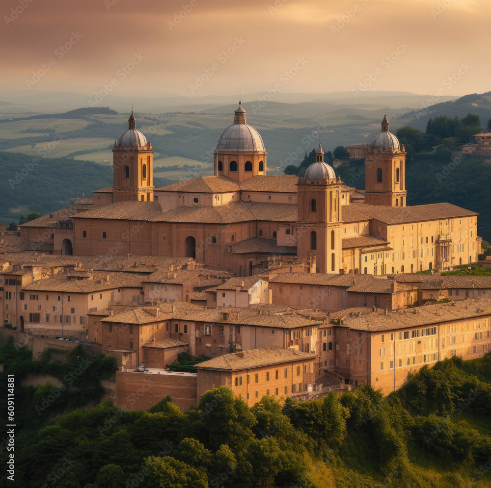 Architecture of the medieval city of Urbino Italy