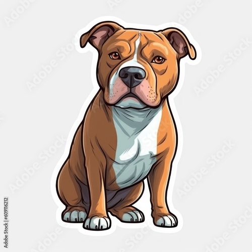 Generative AI sticker cartoon pit bull