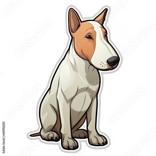 Generative AI sticker toon sticker toon bull terrier white background  © Sergey