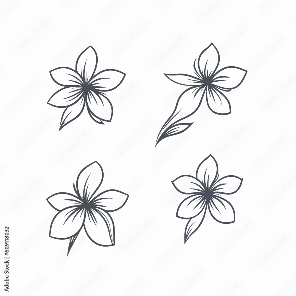 Artistic interpretation of a plumeria with delicate linework. Artistic interpretation of a plumeria with delicate linework.