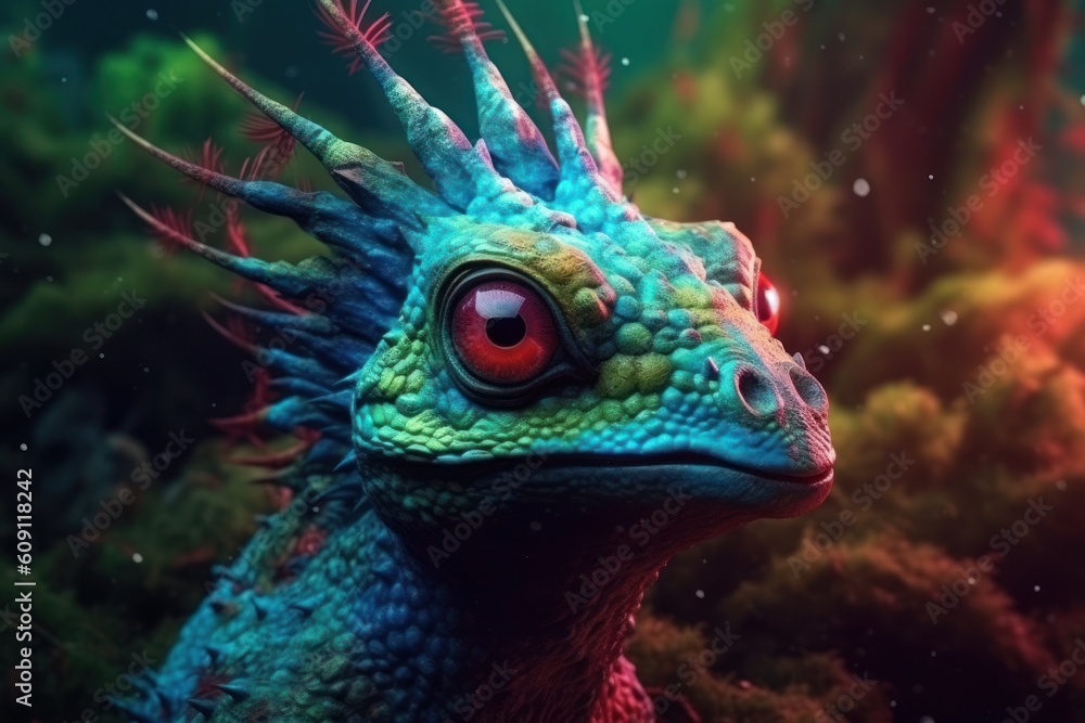Obraz premium Cartoon mythical character. Vibrant colors, fantastic animal concept art. Generative AI