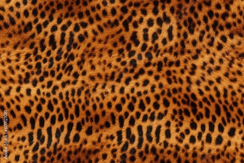 Beautiful seamless pattern with leopard or jaguar fur skin  wild nature endless texture rapport template. Generated with AI.