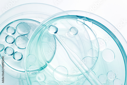 Chemical laboratory research. Abstract cosmetic laboratory. Glass model of molecules.