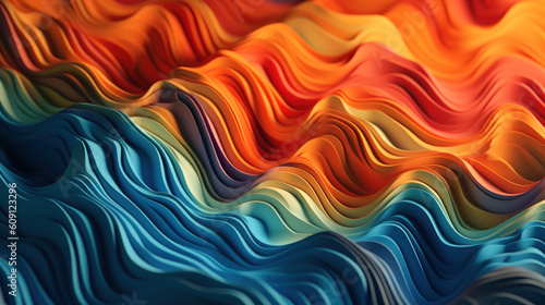 Ethereal Fusion: Psychedelic Ferrofluidal Delight in Blue and Orange. Generative AI