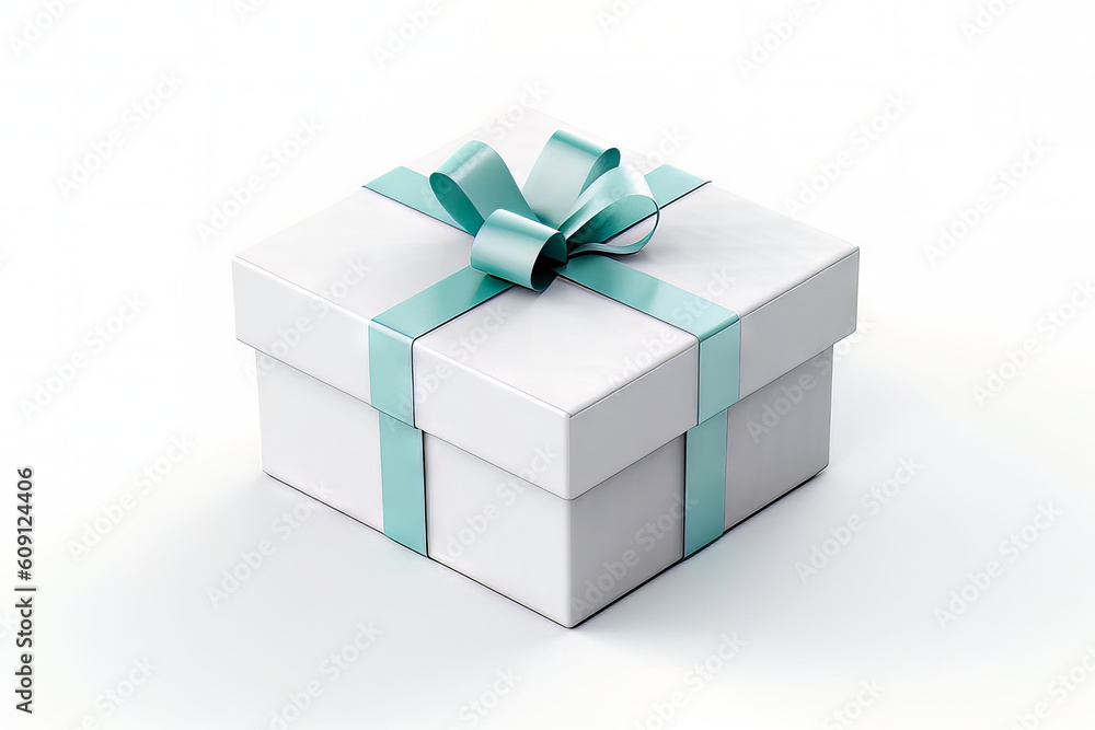 White gift box with the ribbon bow isolated on white background, Generative AI White gift box with the ribbon bow isolated on white background, Generative AI