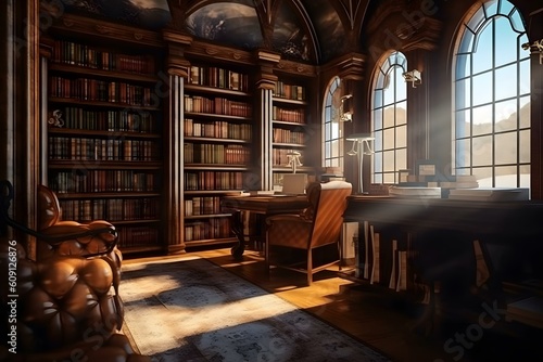 library full of book inspiration professional photography ai generated © NikahGeh