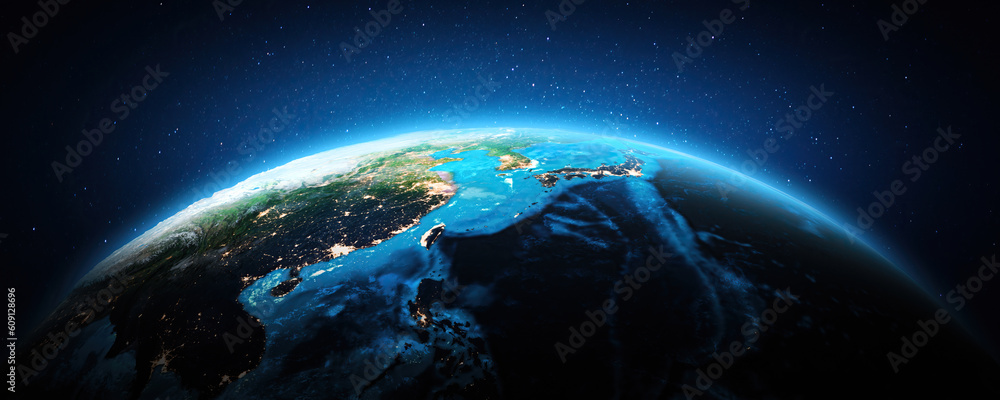Asia - China, Japan, Taiwan at night Asia - China, Japan, Taiwan at night