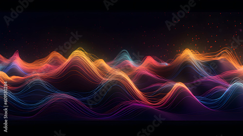 An abstract representation of soundwaves pulsating through space created with Generative AI technology