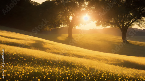 cinematic sunset at the field