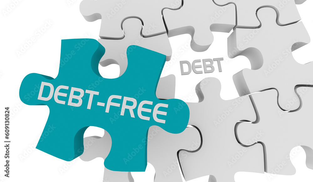 Debt-Free Puzzle Piece Balance Budget Money Spending Cut Costs 3d Illustration Debt-Free Puzzle Piece Balance Budget Money Spending Cut Costs 3d Illustration