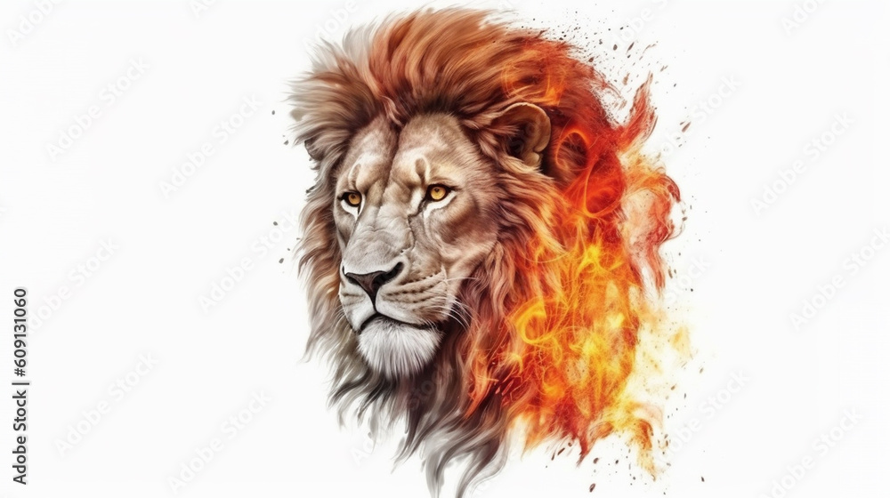 Fototapeta premium lion head isolated.generative ai