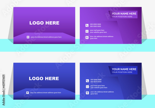 Double-sided creative business card template.Gradient business card clean design vector template.
