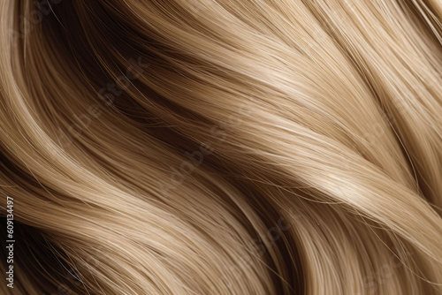 Beautiful blond hair background. Healthy smooth shiny hair. Generative AI