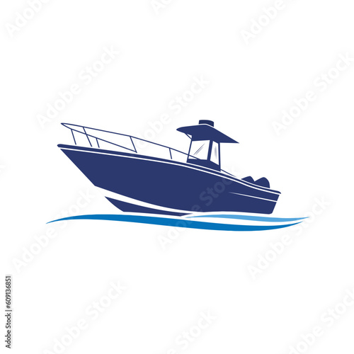 Marine console fishing boats logo Icon Illustration Brand Identity