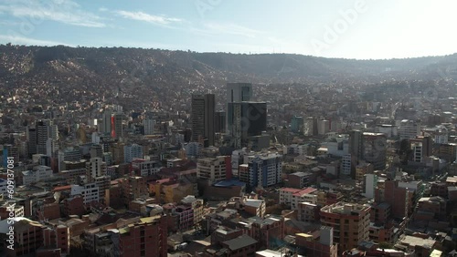 Ciudad de la Paz, con cielo despejado y se observa la Casa Grande del Pueblo y el edificio de la Asamblea Legislativa Plurinacional. photo