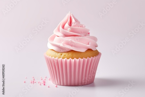Perfect Cupcake muffin in bright pastel colors on a simple background, Created with generative AI tools