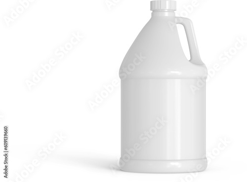 Photography Gallon White Solid Plastic Bottle Jerrycan Isolated White 3D Rendering