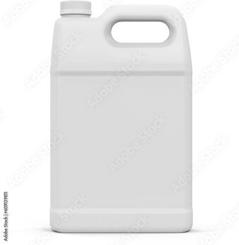 Gallon White Solid Plastic Bottle Jerrycan Isolated White 3D Rendering photo