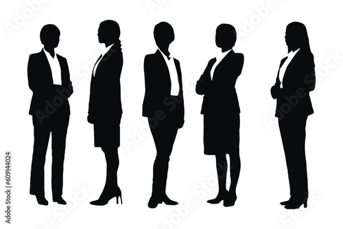 Lawyer women with anonymous faces. Female counselor wearing uniforms silhouette bundle. Girl lawyer silhouette collection. Female counselor silhouette set vector on a white background.