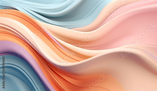 Abstract Colorful Curved Shape: Flowing Draperies in Light Silver and Light Pink Tones. Generative AI.