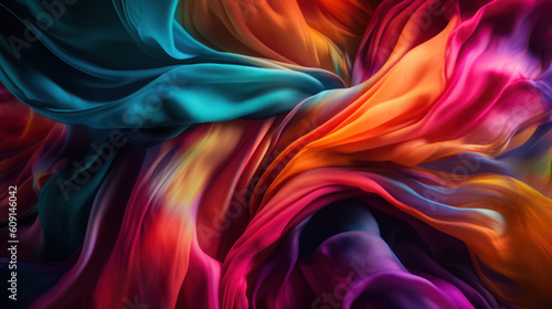 Colorful abstract 3d background. Soft flowing silk fabric created with Generative AI Technology