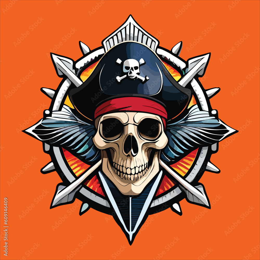 Pirate Jolly Roger T-shirt logo created with Illustrator