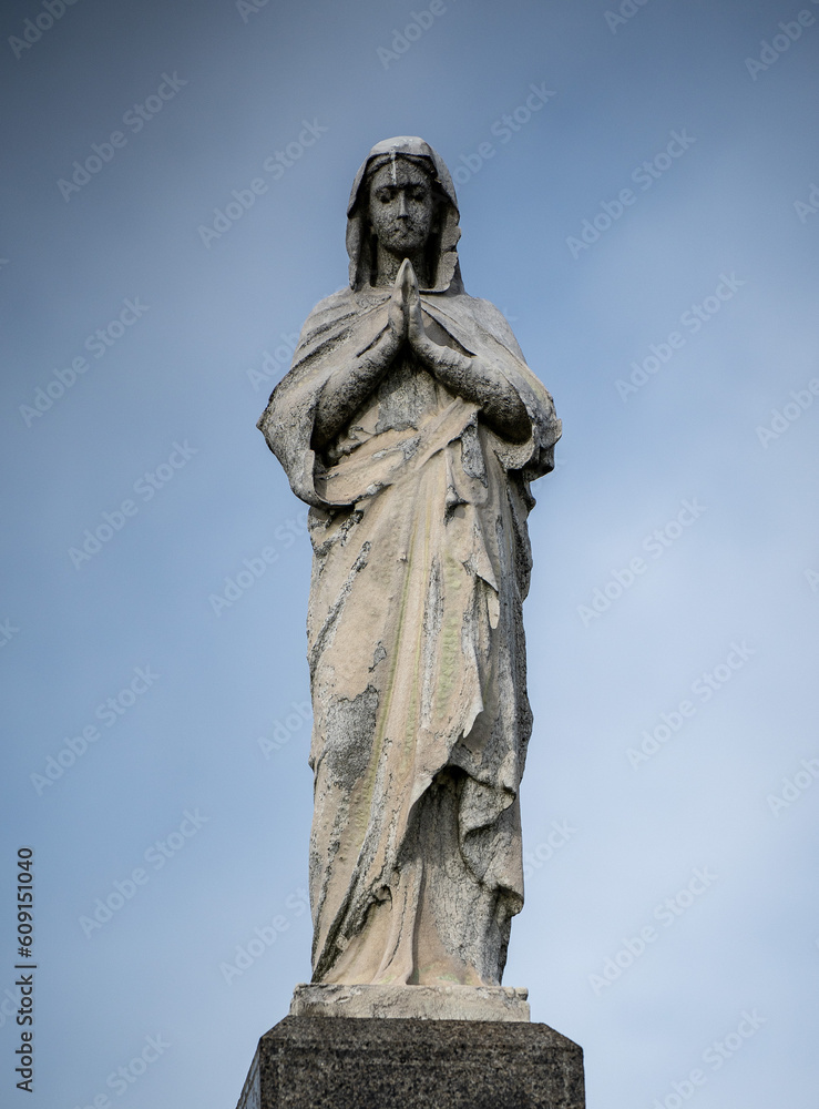 Religious sculptures in cemetery