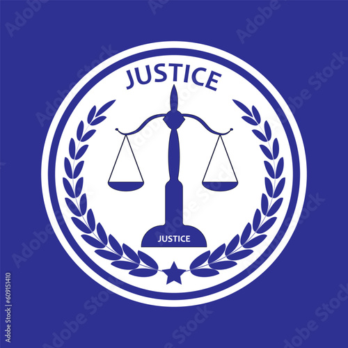 Justice card on a blue background