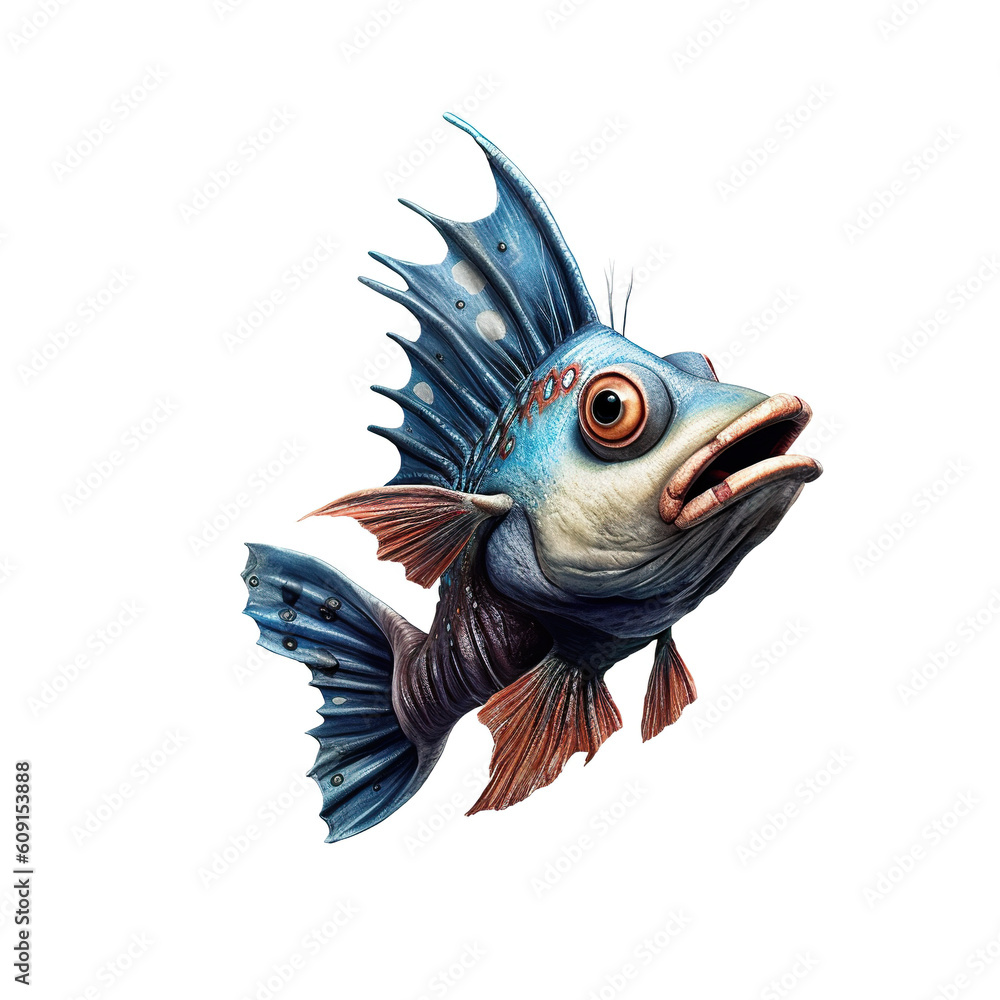Fototapeta premium A fish with a very big mouth and a very long tail. Generative AI.
